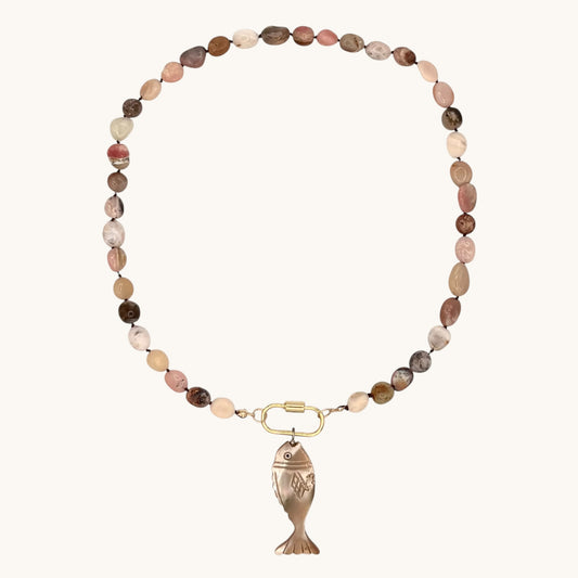 Pink Opal, Abalone & 24k Gold-Filled Necklace