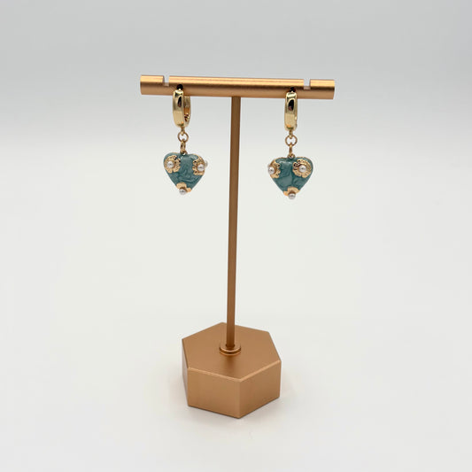 18k Gold-Filled Enamel & Shell Pearl Huggie Hoop Earrings
