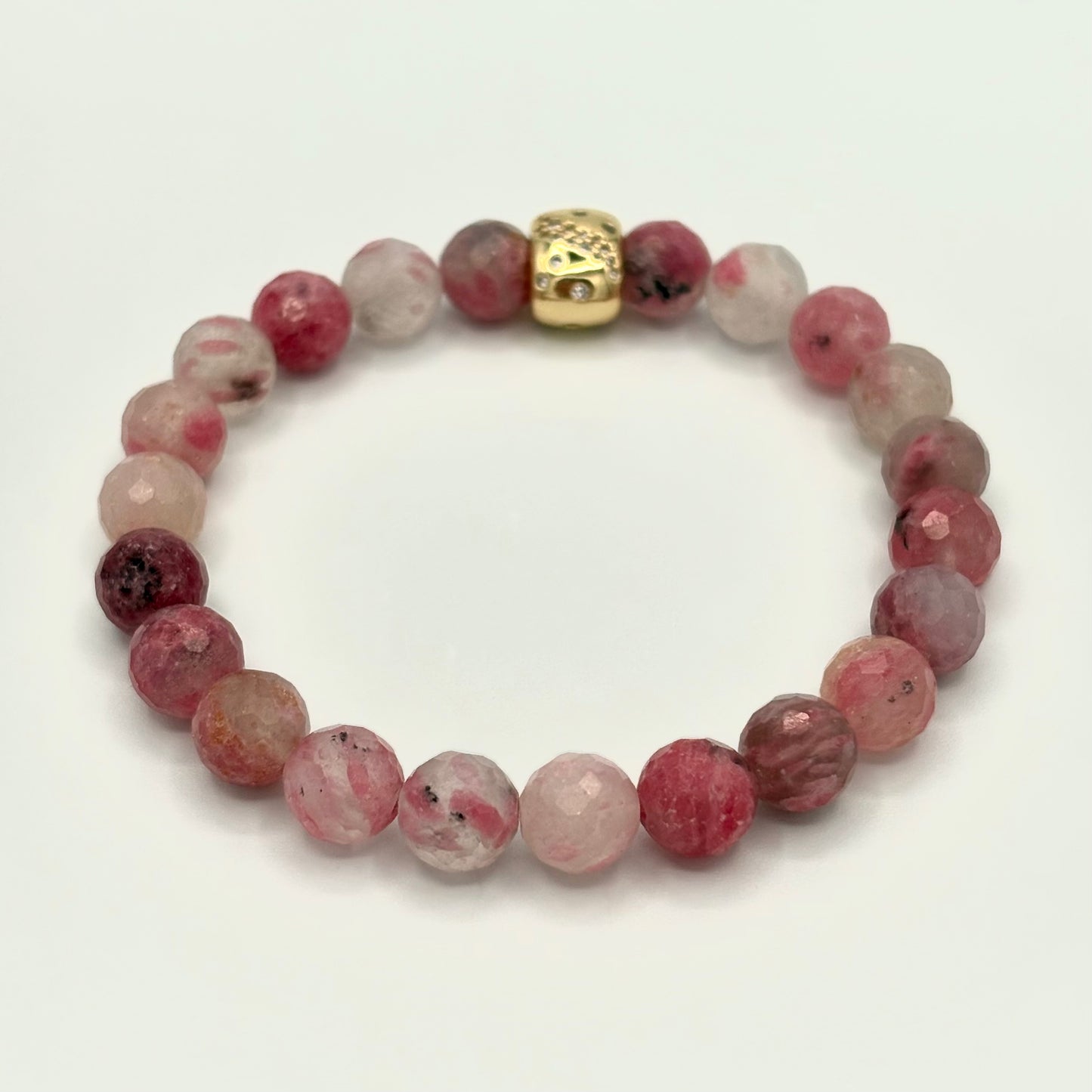 Rhodonite in Quartz Stretch Bracelet with 24k Gold-Filled & CZ Celestial Spacer