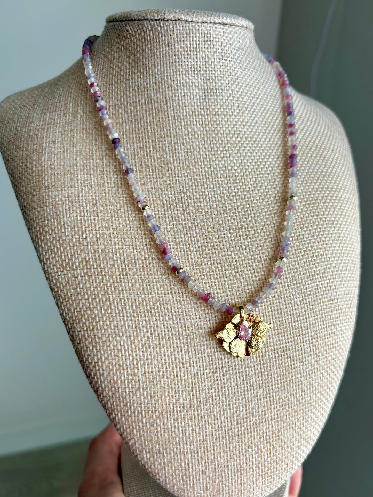 Tourmaline Butterfly Wing Necklace with Pink CZ | 18K Gold-Filled, 19” + Extender