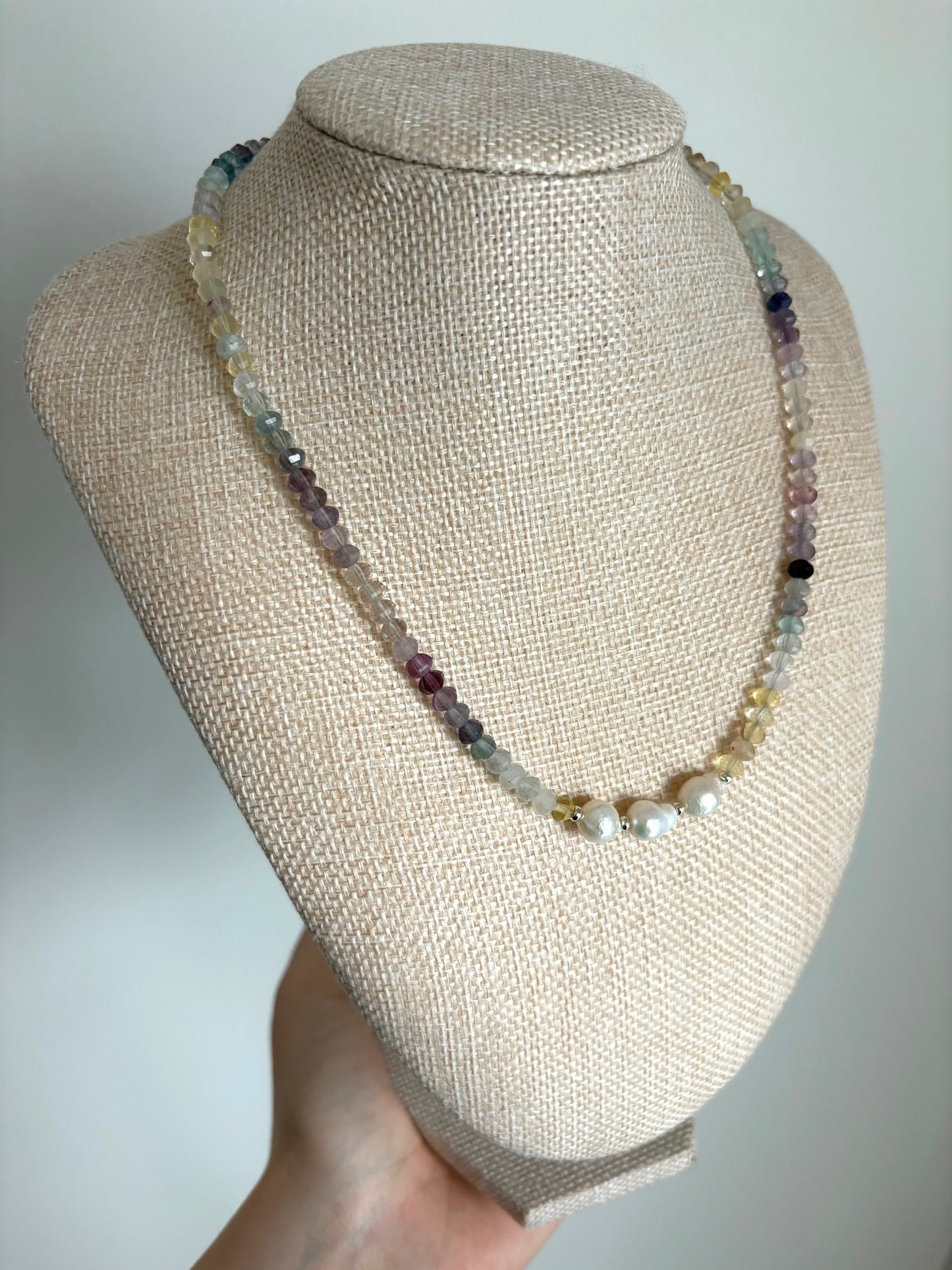 Fluorite, Freshwater Pearl and 18k Gold-Filled Necklace