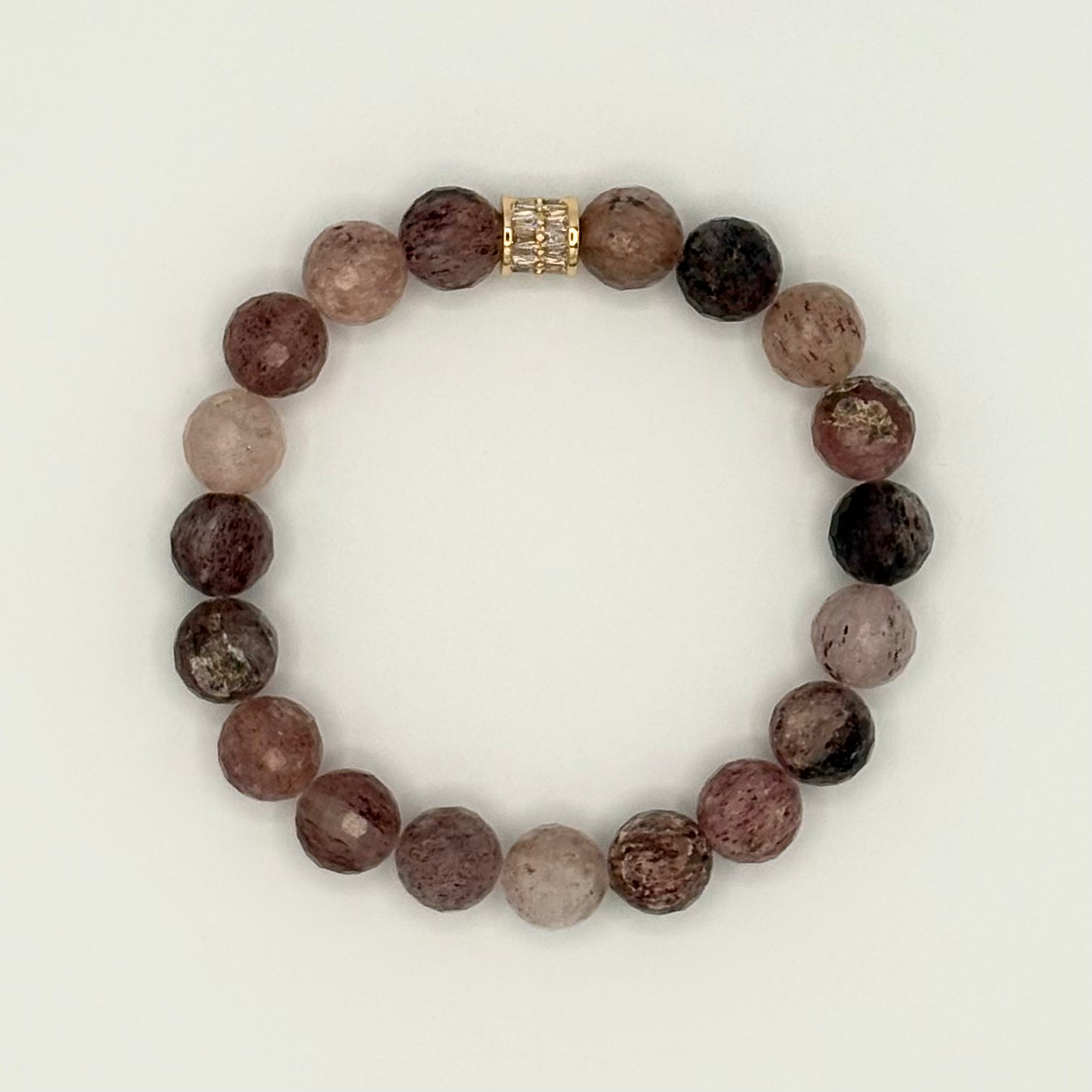 Strawberry Quartz Stretch Bracelet with 18k Gold-Filled & CZ Spacer