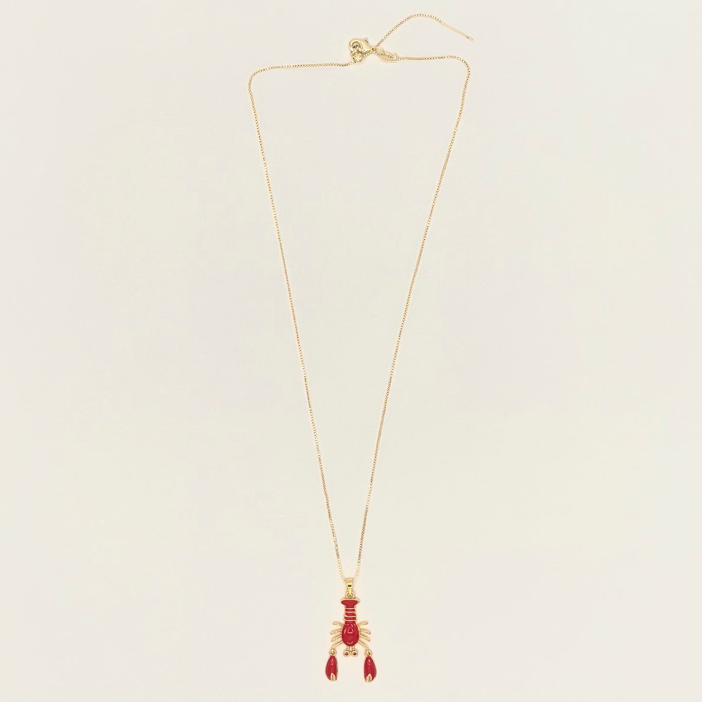 24k Gold-Filled & Enamel Lobster Necklace
