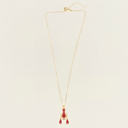24k Gold-Filled & Enamel Lobster Necklace