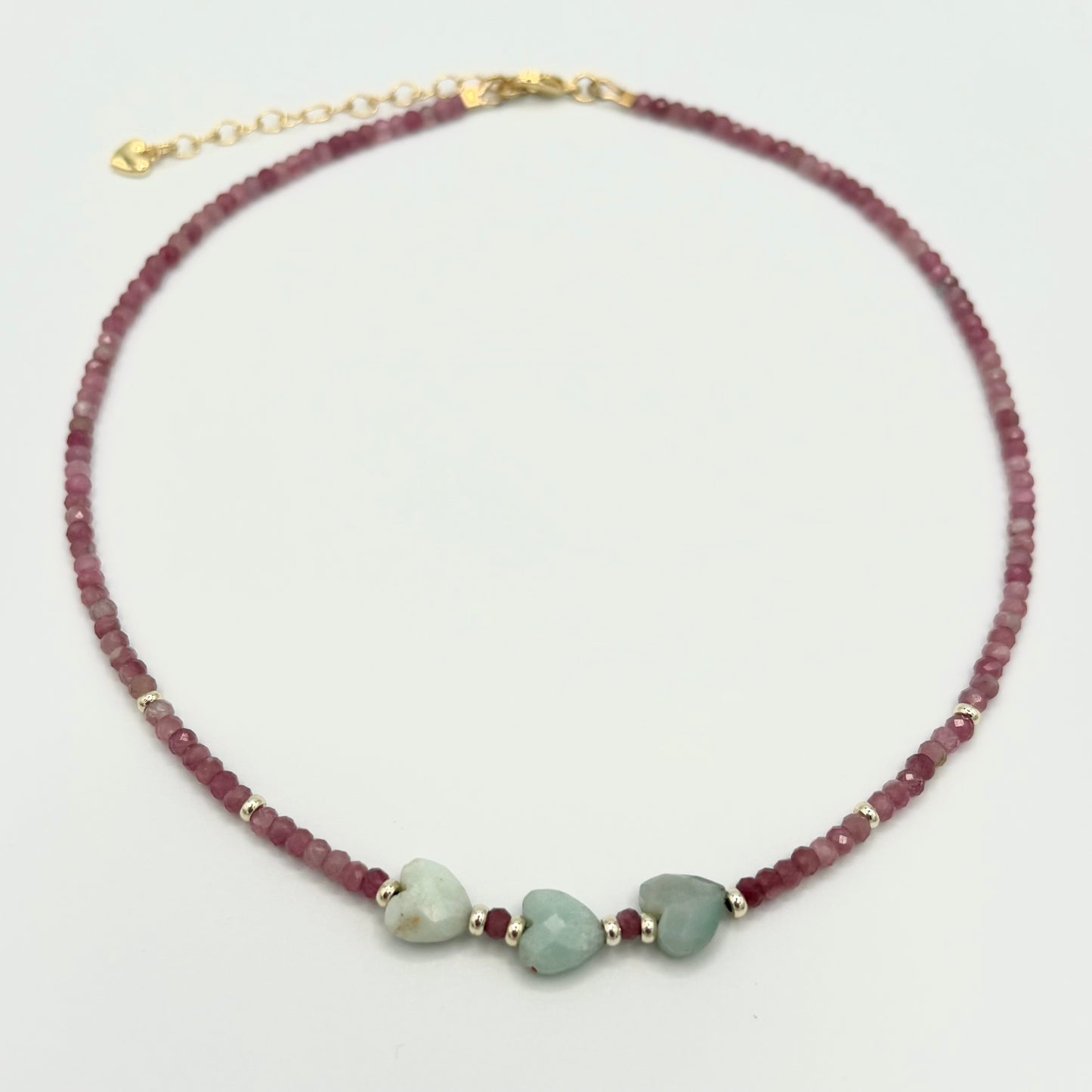 Pink Tourmaline & Amazonite Gemstone Necklace with 18k Gold-Filled Findings