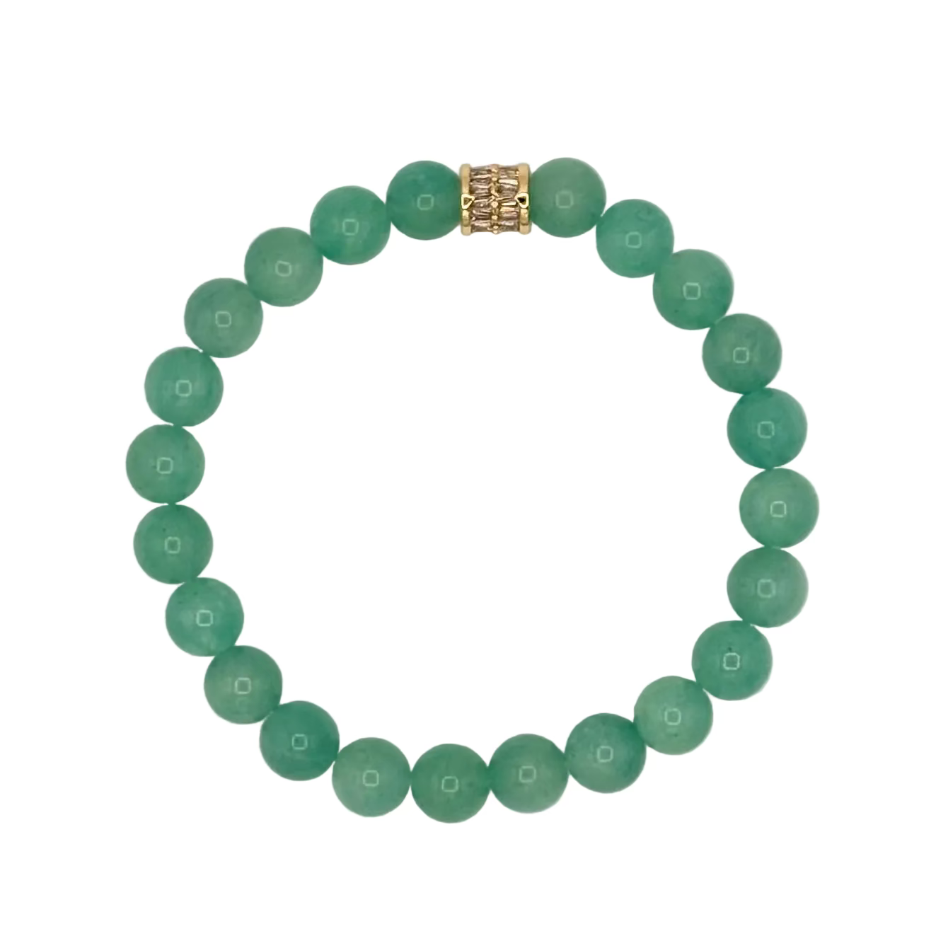 Bright Blue Amazonite Stretch Bracelet with 18K Gold-Filled CZ Spacer | 6.5mm Gemstone Beads