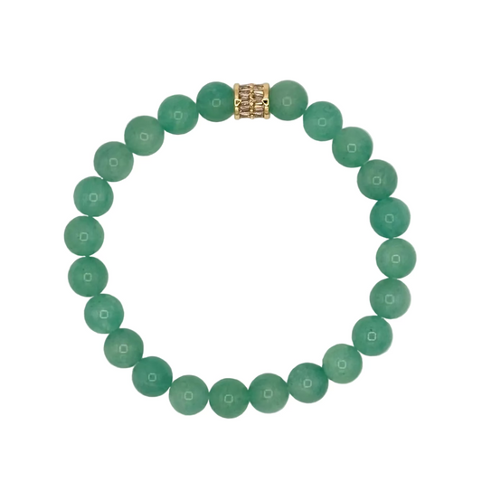 Bright Blue Amazonite Stretch Bracelet with 18K Gold-Filled CZ Spacer | 6.5mm Gemstone Beads