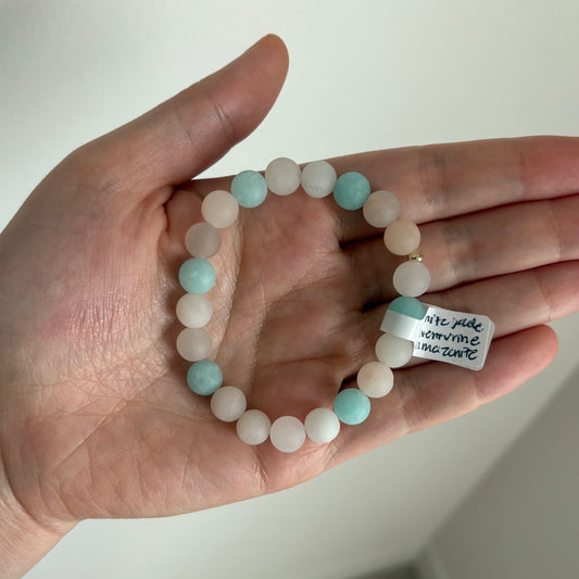 Amazonite, White Jade & Aventurine Stretch Bracelet