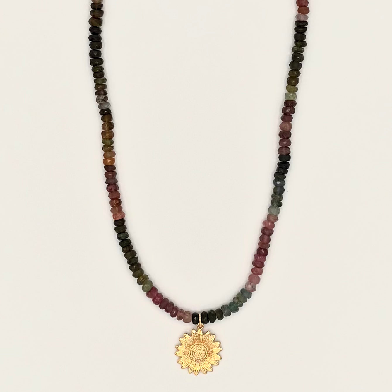 Tourmaline & Gold-Filled Sunflower Necklace