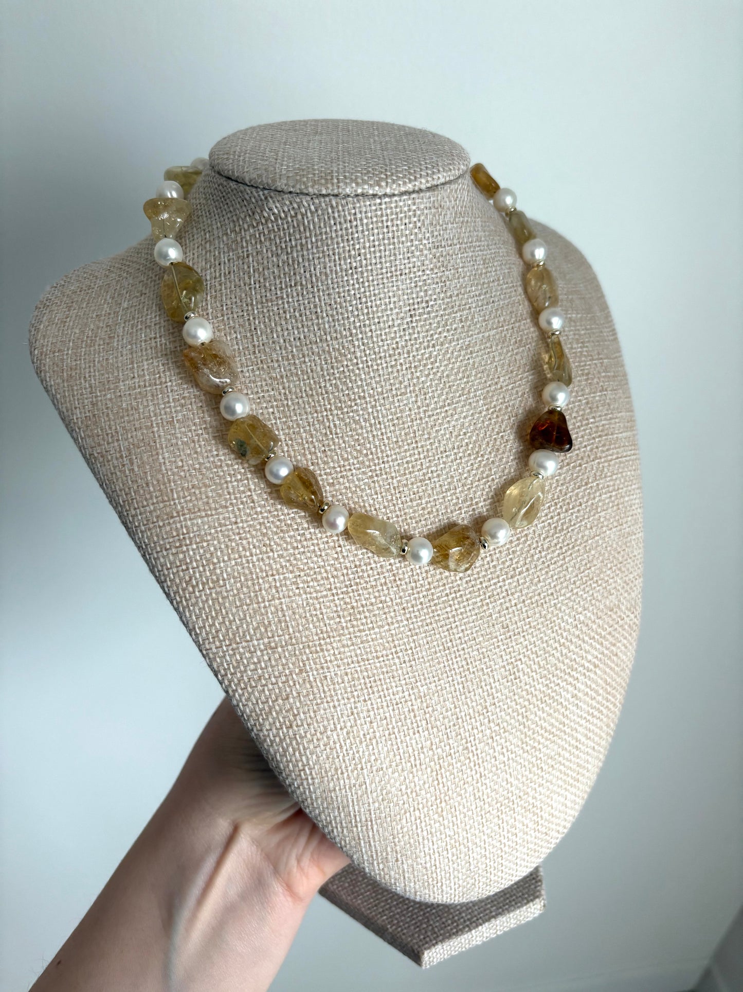 Citrine, Freshwater Pearl & 18k Gold-Filled Necklace