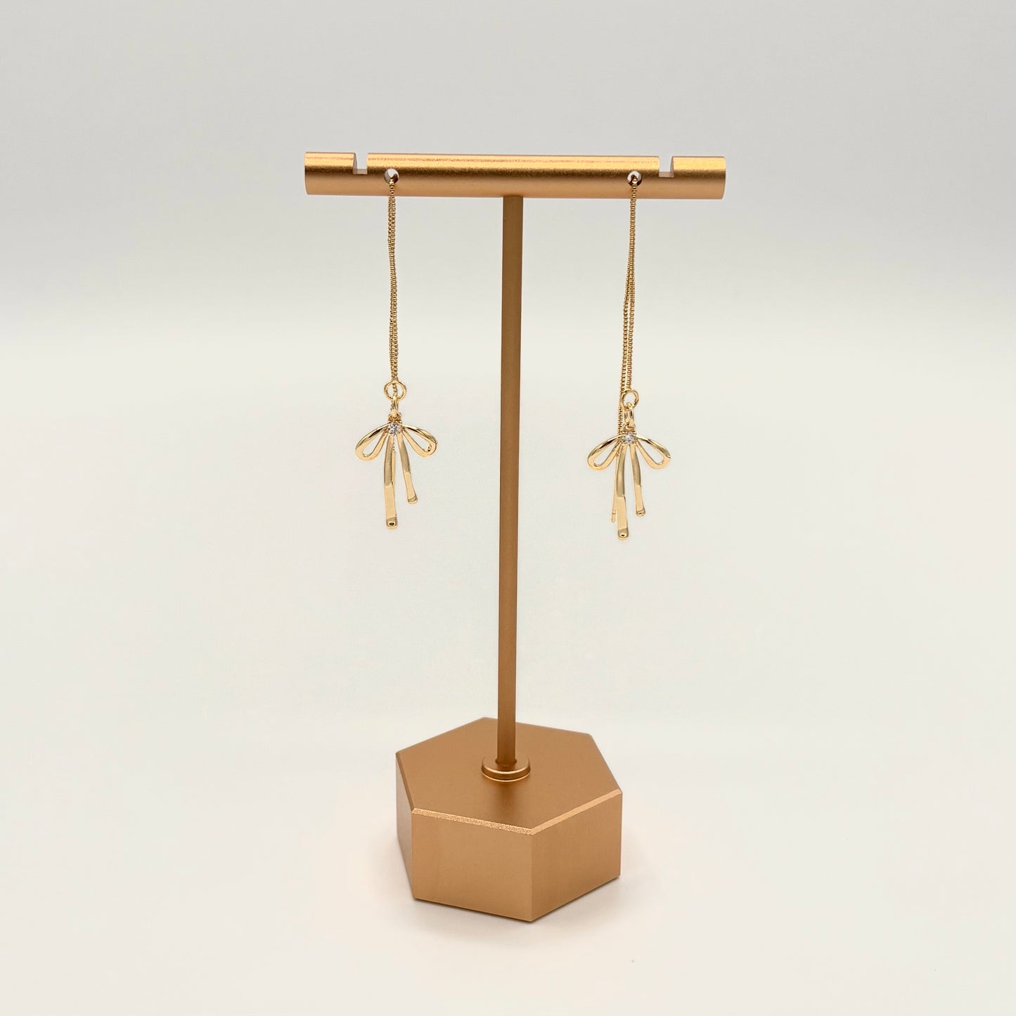 18k Gold-Filled & Cubic Zirconia Bow Threader Earrings