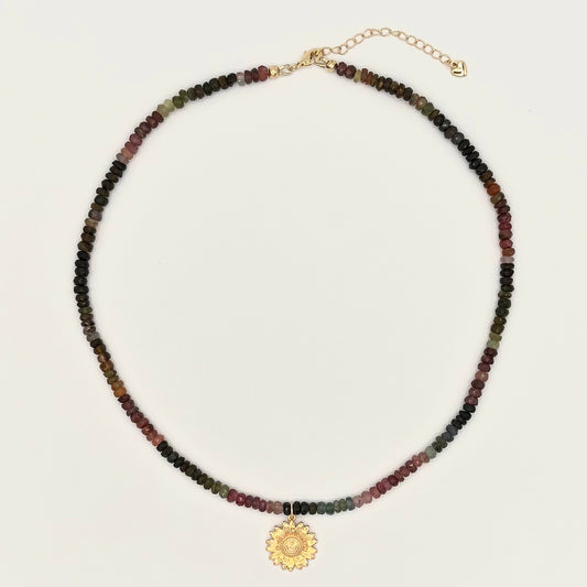 Tourmaline & Gold-Filled Sunflower Necklace