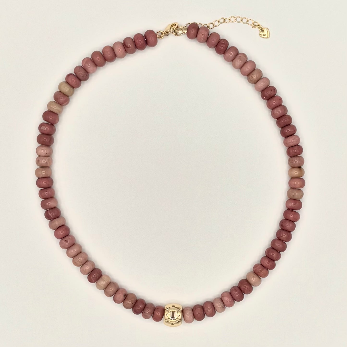 Rhodonite & 18k Gold-Filled Zirconia Necklace