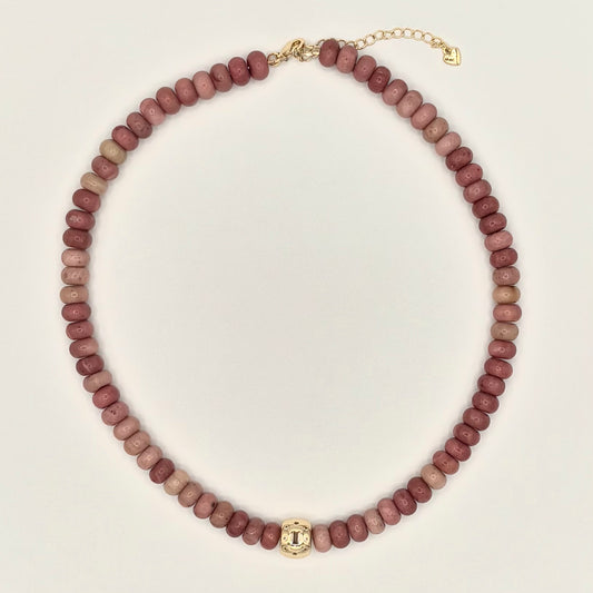 Rhodonite & 18k Gold-Filled Zirconia Necklace
