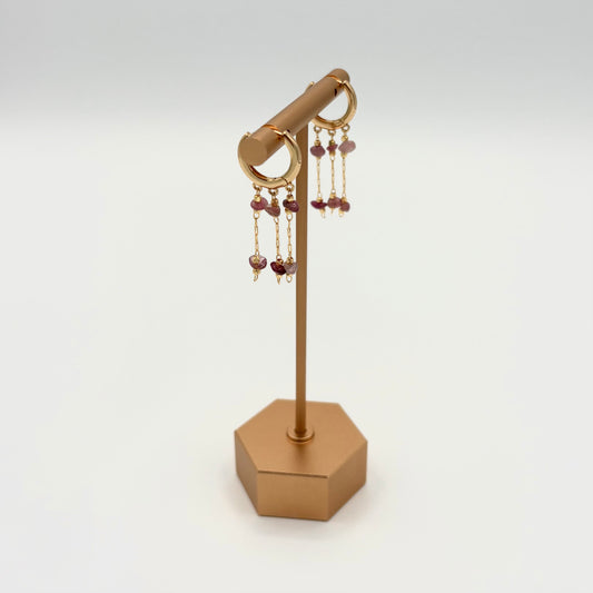 18k Gold-Filled Tourmaline Dangle Huggie Earrings