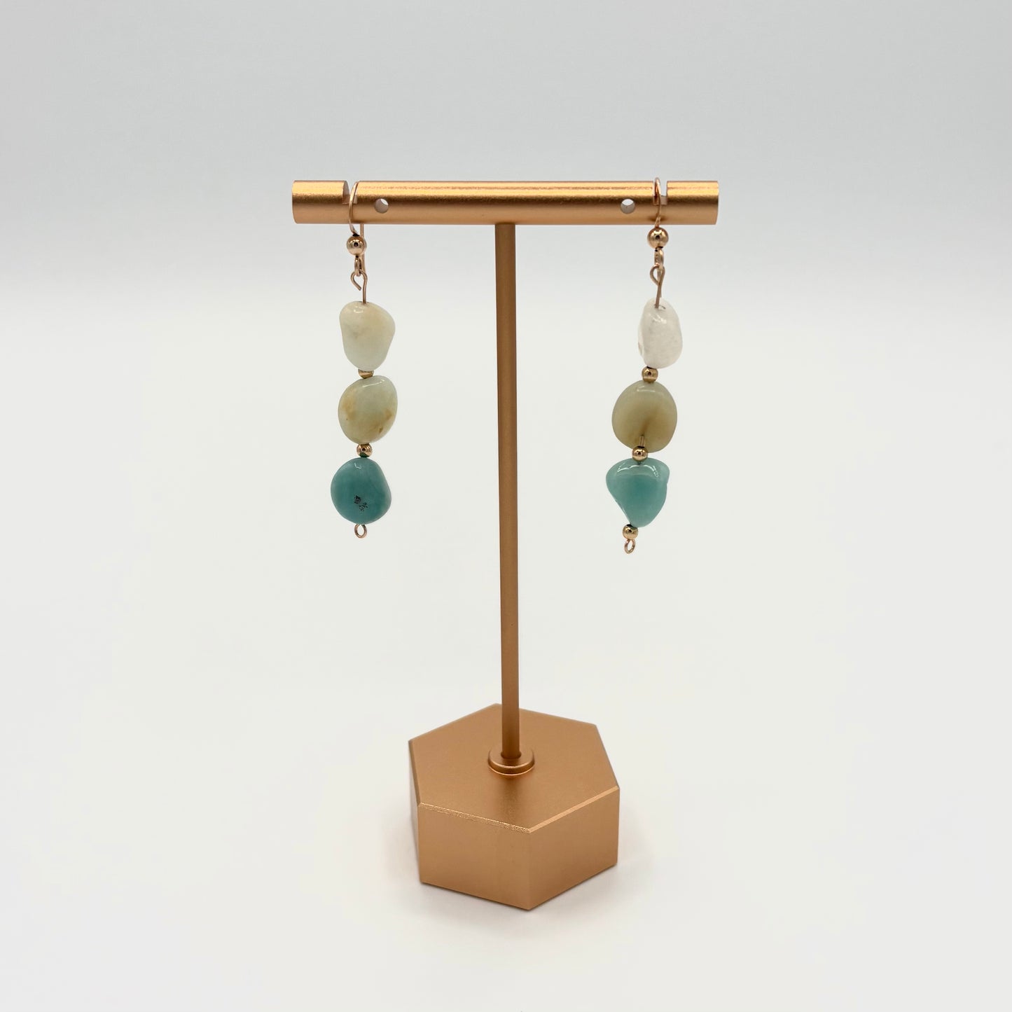 18k Gold-Filled Natural Amazonite Nugget Dangle Earrings