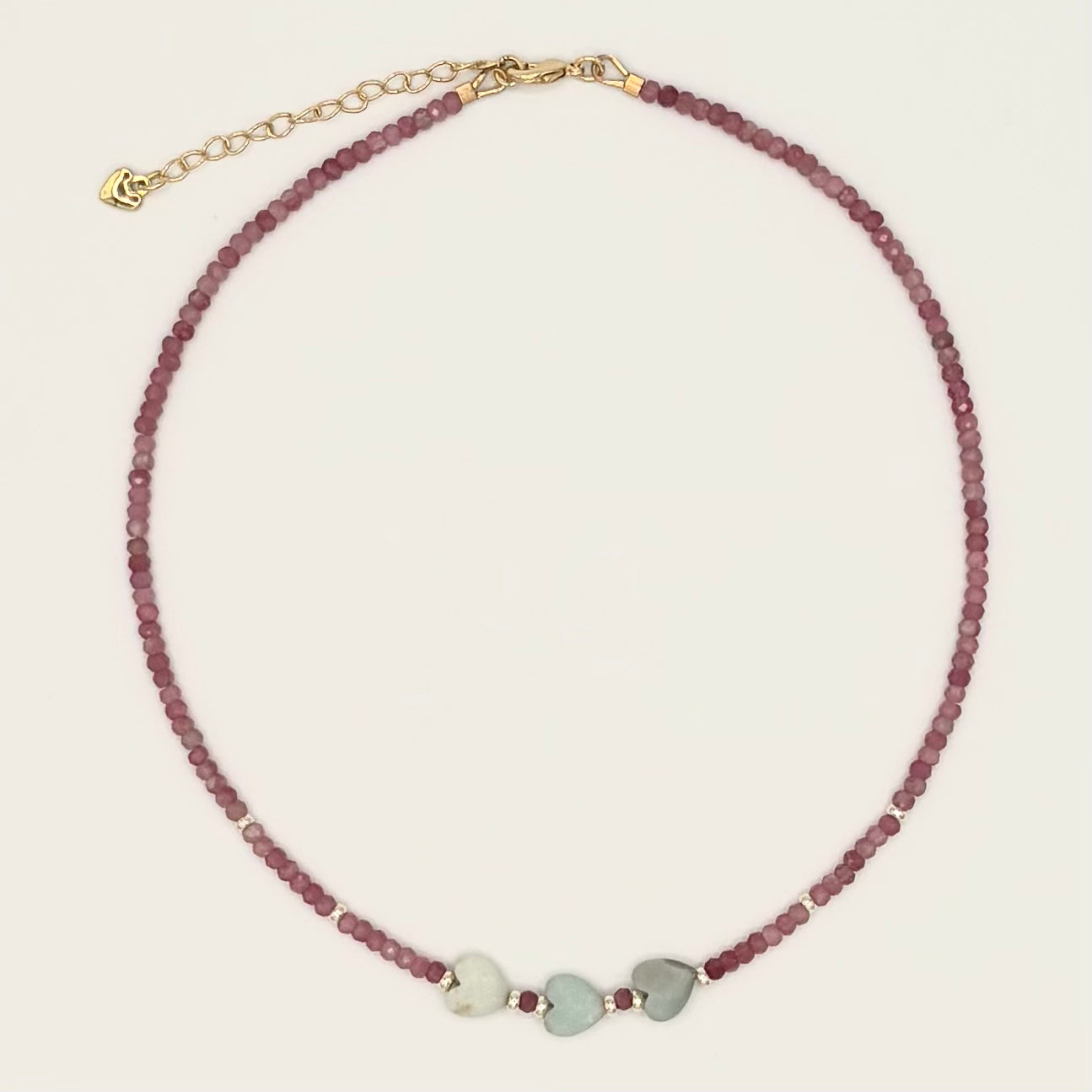 Pink Tourmaline & Amazonite Gemstone Necklace with 18k Gold-Filled Findings