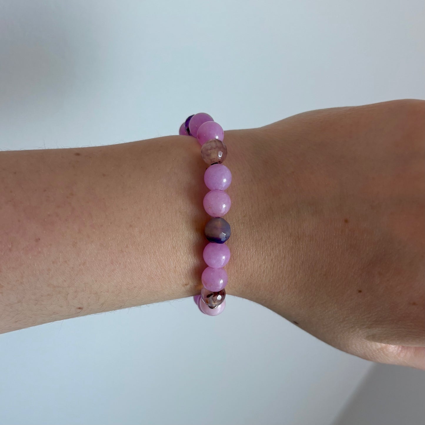 Amethyst & Purple Quartz Stretch Bracelet with 18k Gold-Filled Spacer