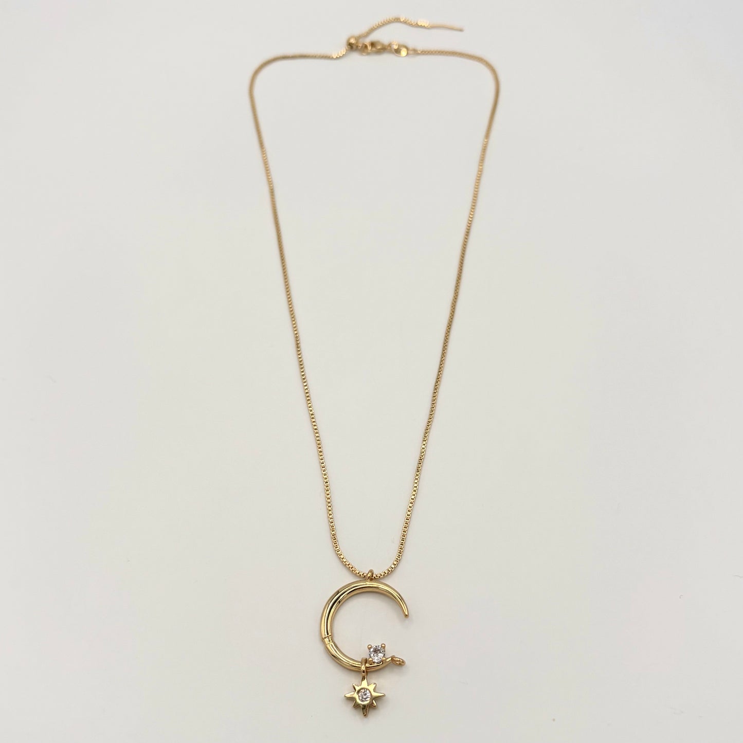 24k Gold-Filled & CZ Crescent Moon Celestial Necklace