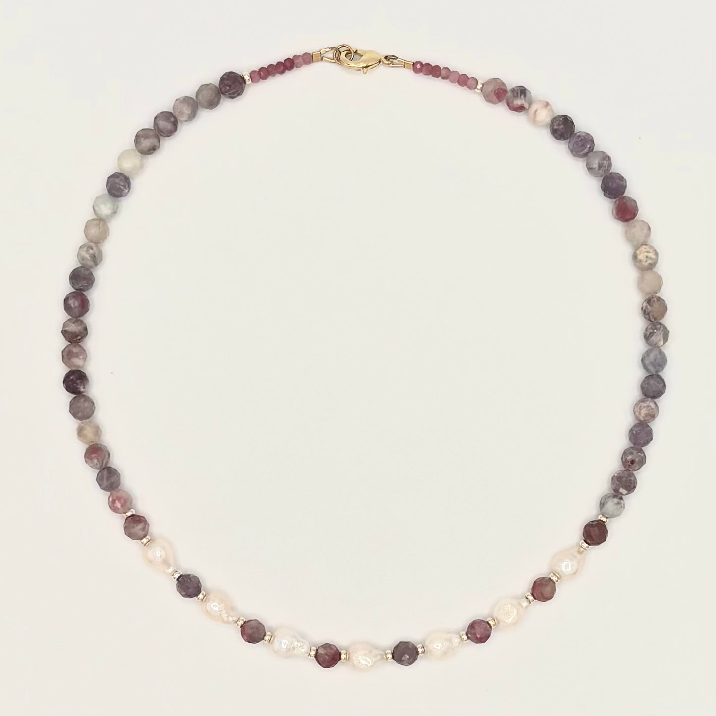 Pink Tourmaline, Lepidolite Quartz & Freshwater Pearls with 18k Gold-Filled Findings
