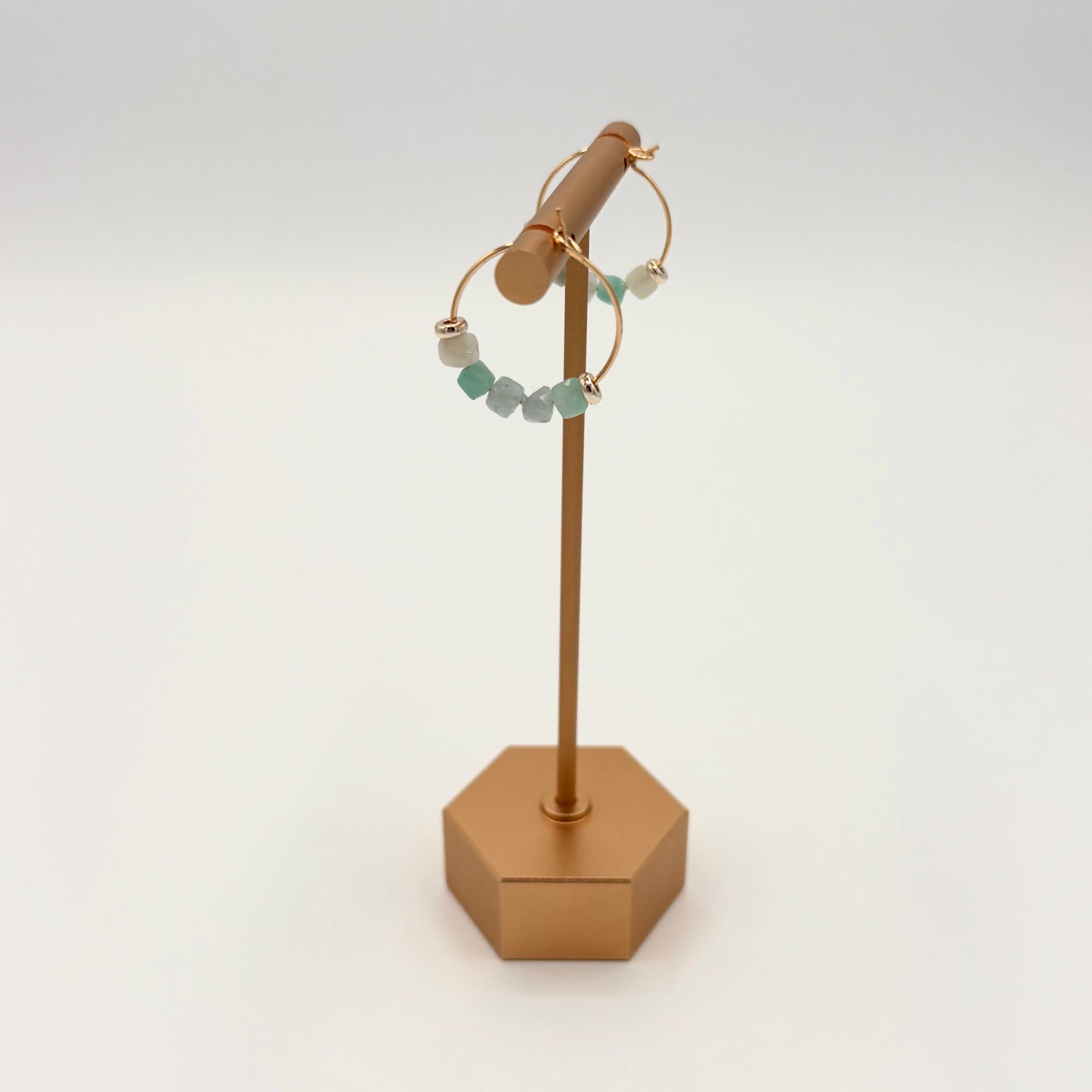18k Gold-Filled Amazonite Gemstone Hoops
