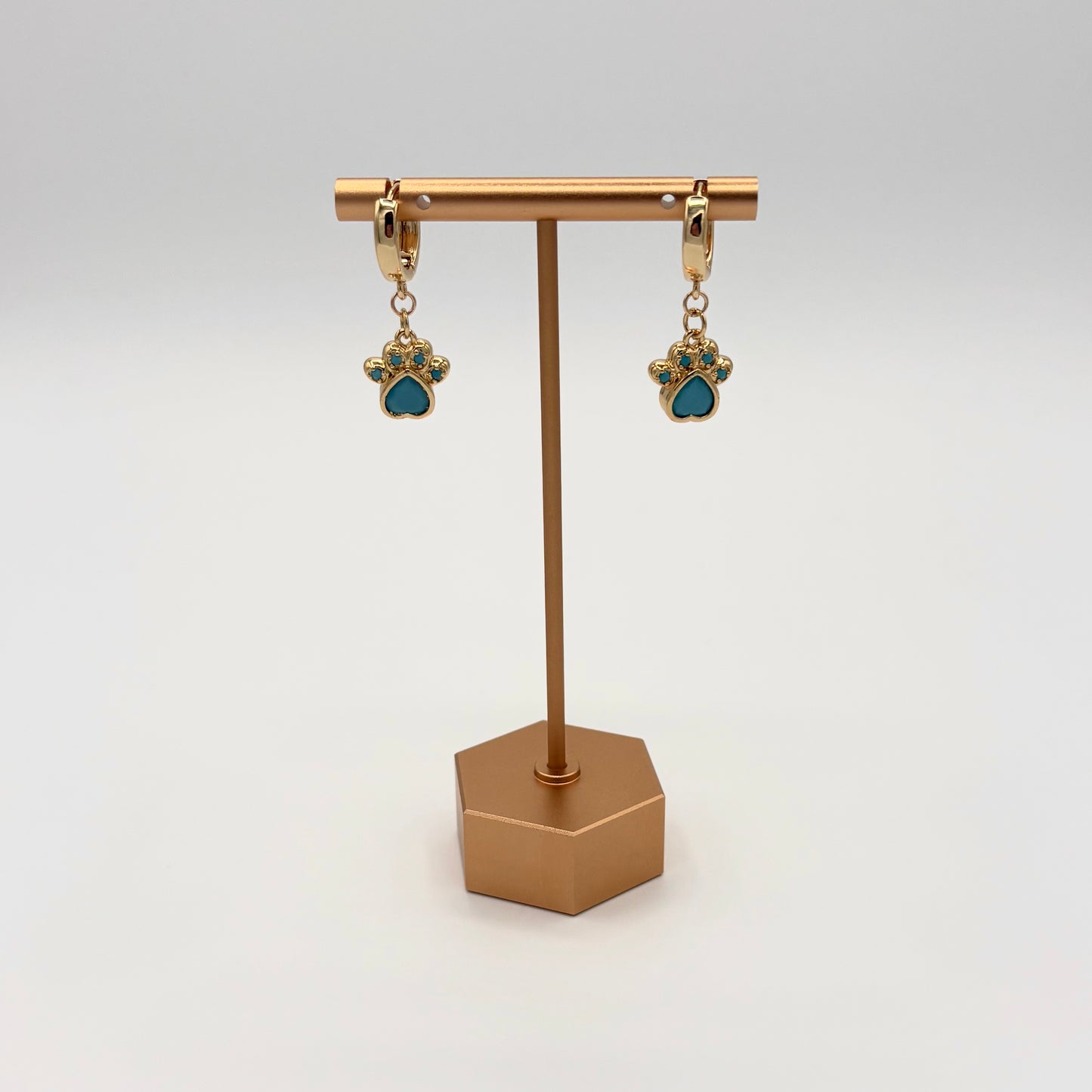 18k Gold-Filled Turquoise Paw Print Huggie Hoop Earrings