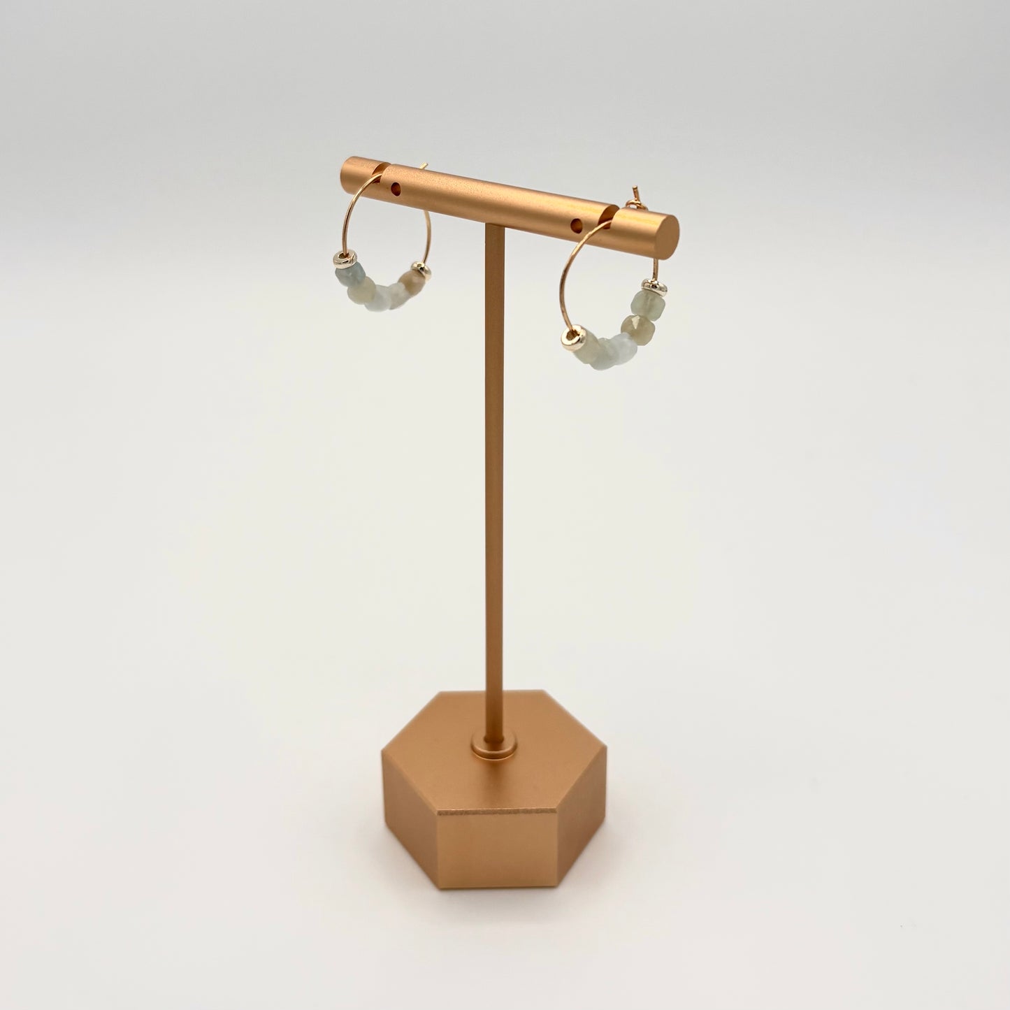 18k Gold-Filled Morganite Gemstone Hoop Earrings