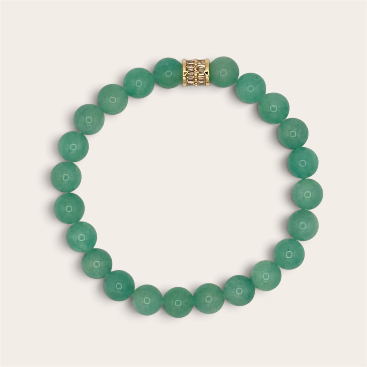 Bright Blue Amazonite Stretch Bracelet with 18K Gold-Filled CZ Spacer | 6.5mm Gemstone Beads