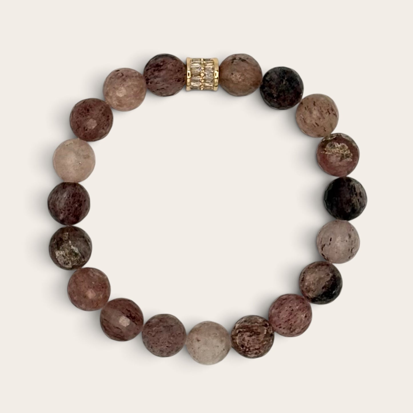 Strawberry Quartz Stretch Bracelet with 18k Gold-Filled & CZ Spacer