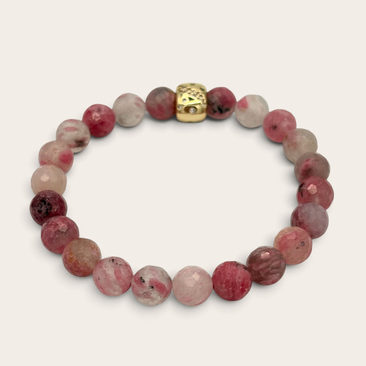 Rhodonite in Quartz Stretch Bracelet with 24k Gold-Filled & CZ Celestial Spacer