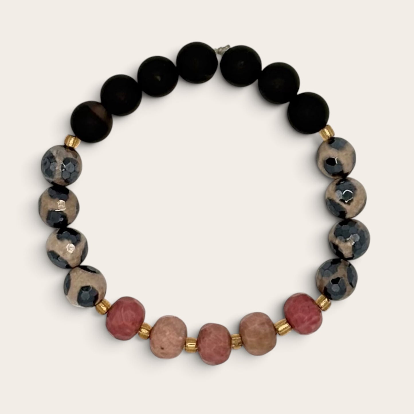 Rhodonite, Sardonyx & Howlite Stretch Bracelet