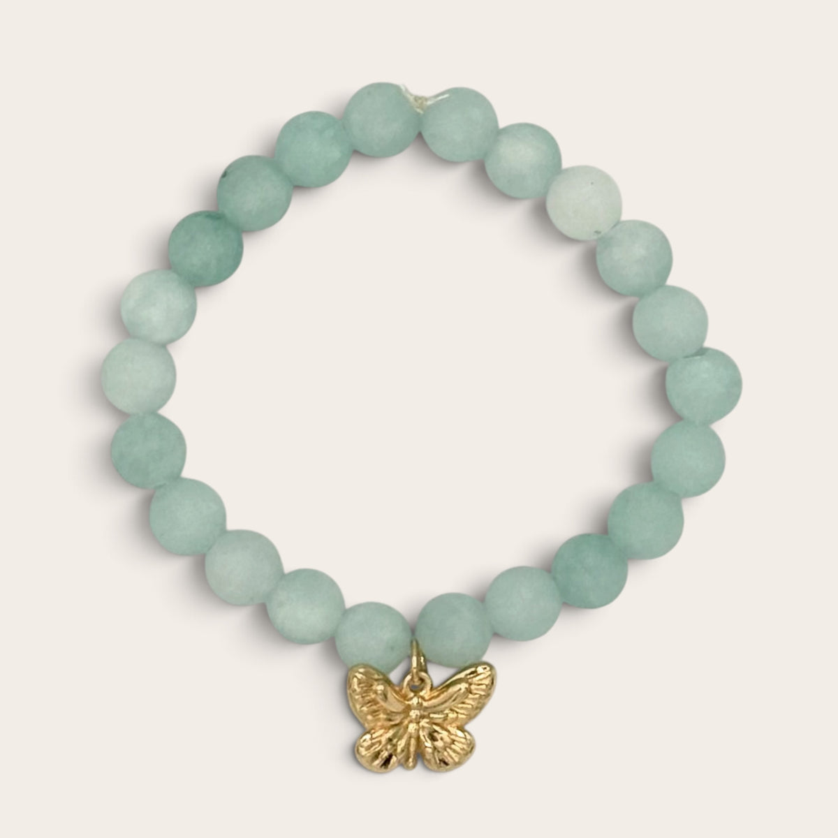 Amazonite Stretch Bracelet with 24k Gold-Filled Butterfly Charm