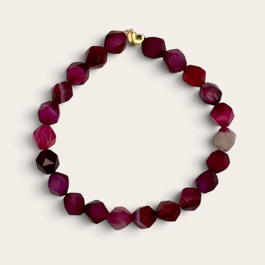 Ruby Agate Stretch Bracelet with 18k Gold-Filled Spacer