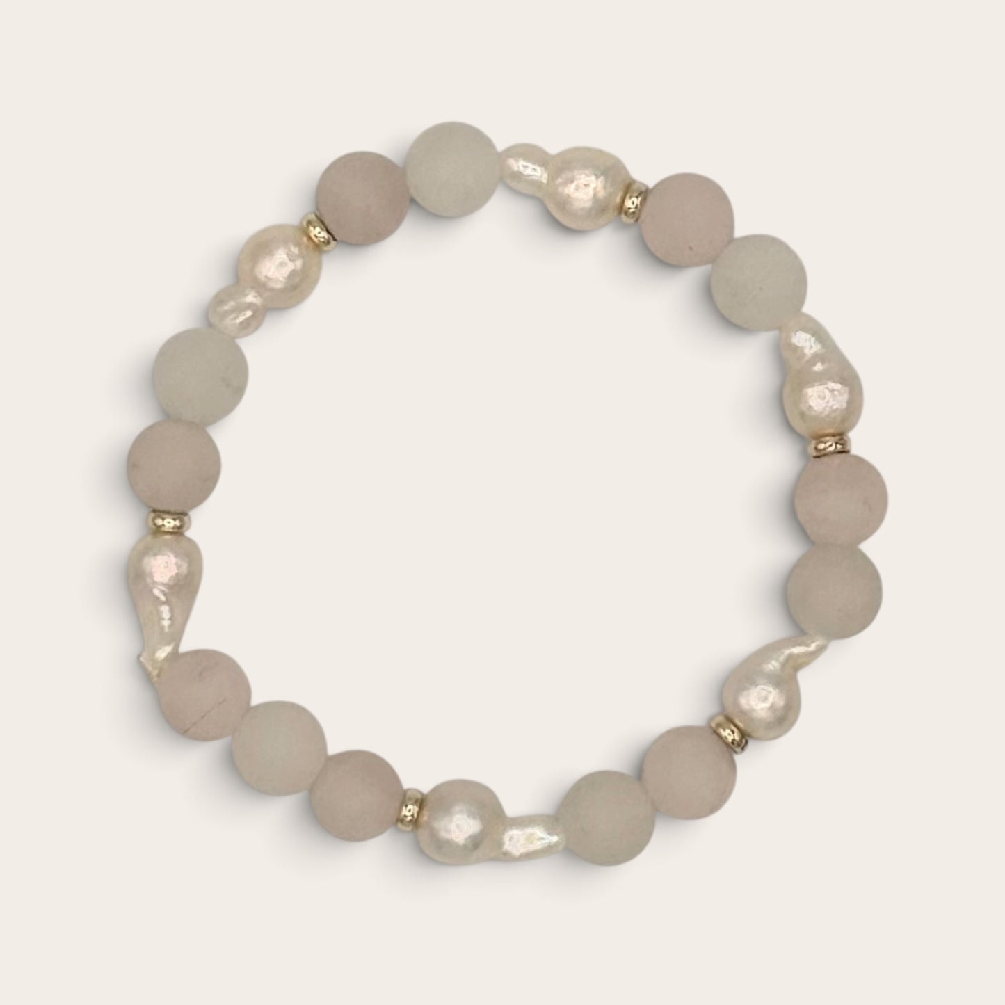Rose Quartz, Aventurine & Freshwater Pearl Stretch Bracelet