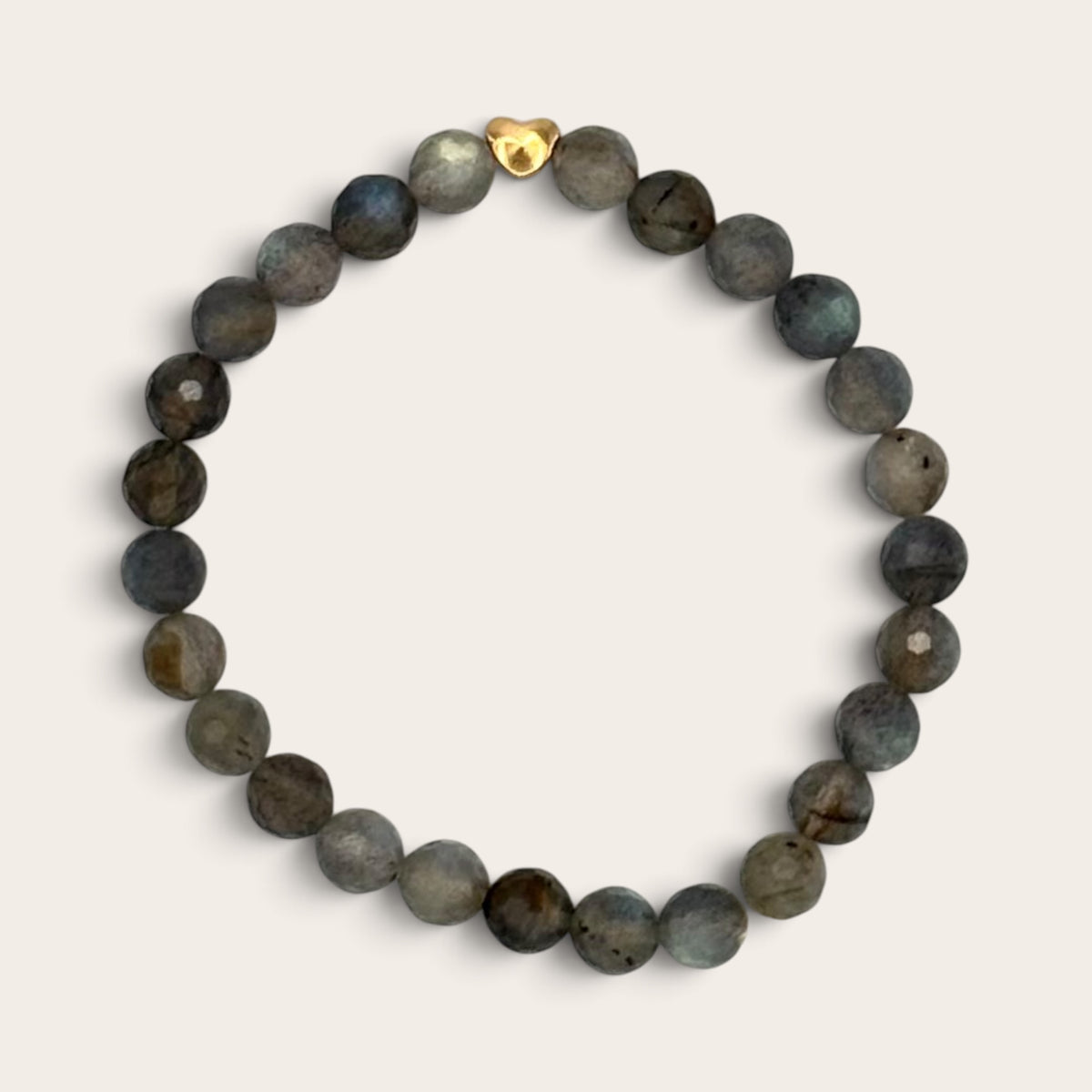Labradorite Stretch Bracelet with 14k Gold-Filled Heart Spacer