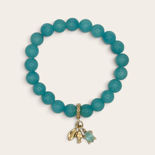 Blue Jade & Gold-Filled Beachy Kids Stretch Bracelet