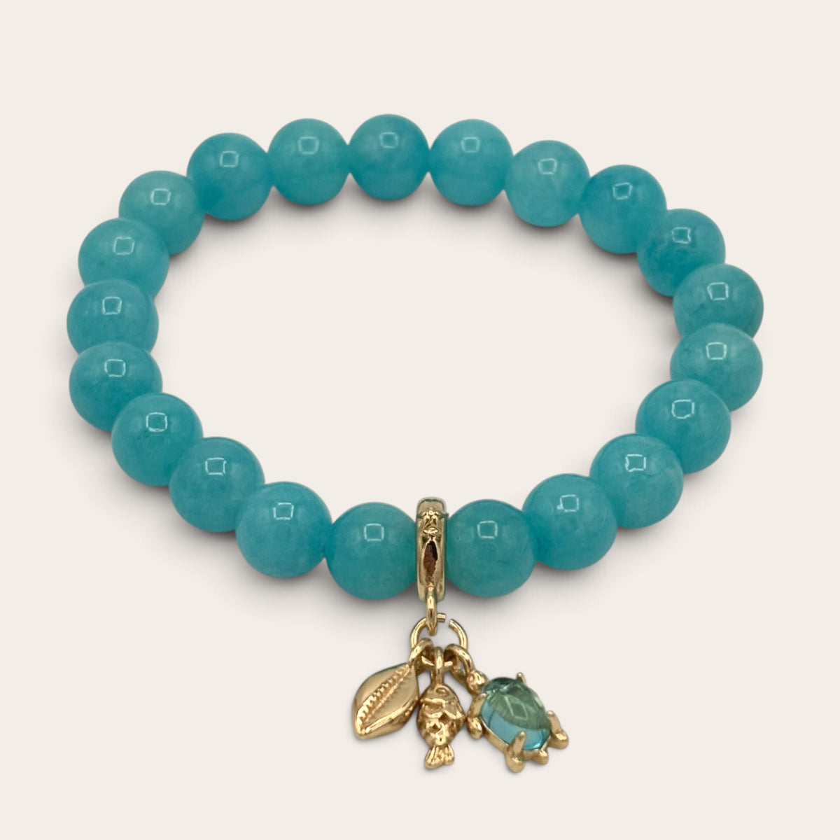 Blue Jade & Gold-Filled Beachy Kids Stretch Bracelet
