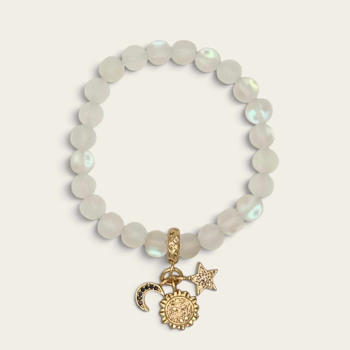 Mermaid Glass & Gold-Filled Celestial Kids Stretch Bracelet