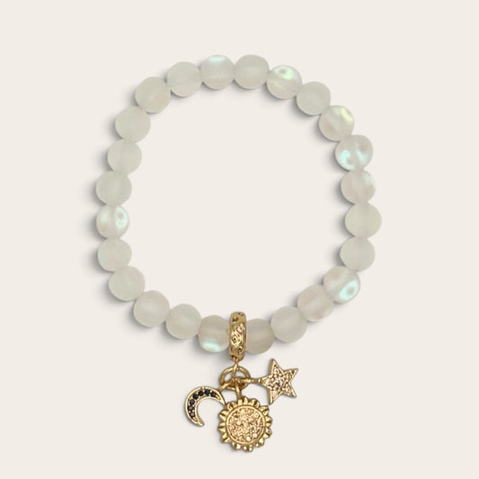 Mermaid Glass & Gold-Filled Celestial Kids Stretch Bracelet