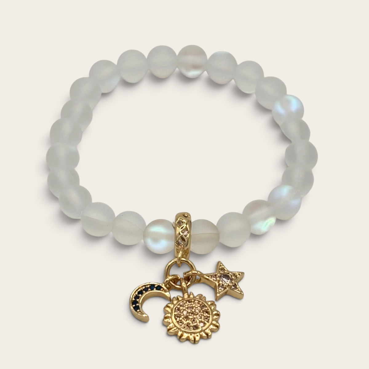 Mermaid Glass & Gold-Filled Celestial Kids Stretch Bracelet