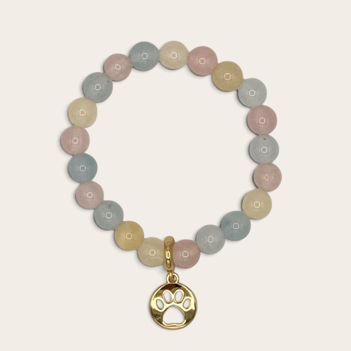 Beryl Jade & Gold-Filled Paw Kids Stretch Bracelet
