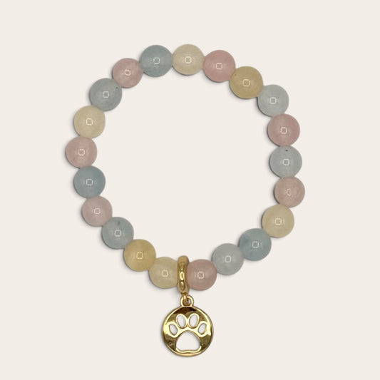 Beryl Jade & Gold-Filled Paw Kids Stretch Bracelet