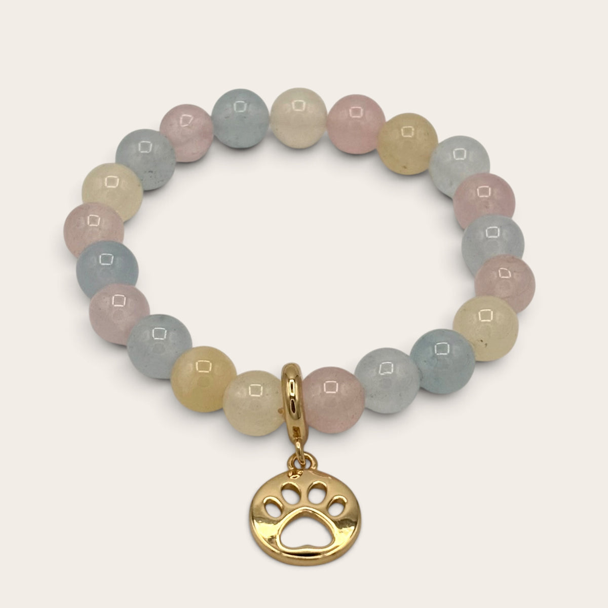 Beryl Jade & Gold-Filled Paw Kids Stretch Bracelet