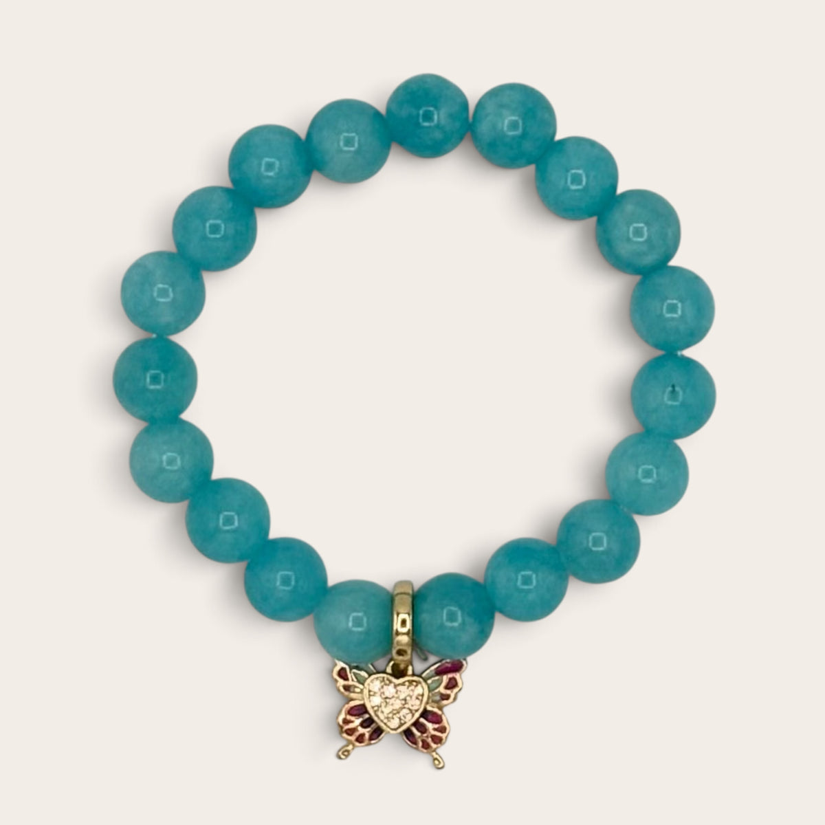 Blue Jade & Gold-Filled Butterfly Kids Bracelet