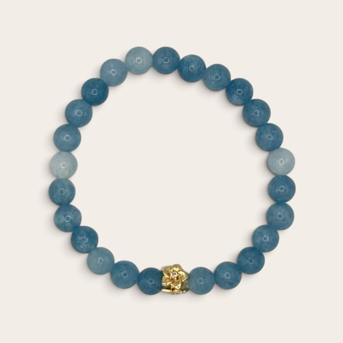 Blue Jade & Gold-Filled Flower Kids Stretch Bracelet