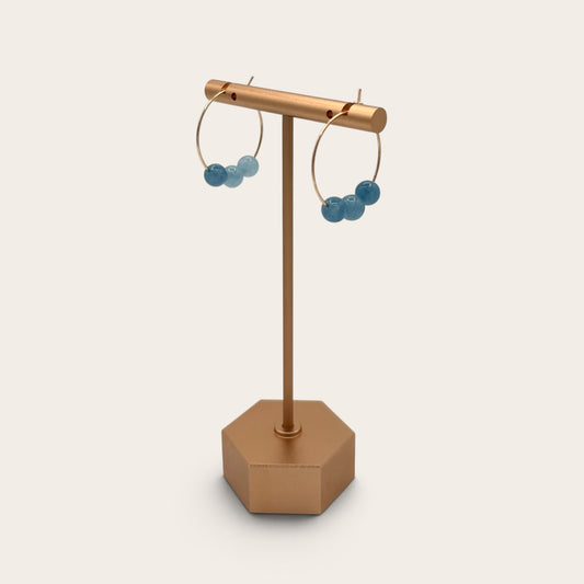18k Gold-Filled Jade Gemstone Hoop Earrings