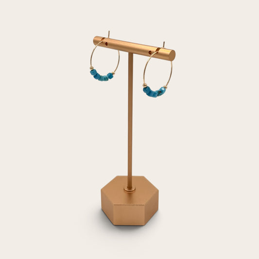 18k Gold-Filled Turquoise Gemstone Hoop Earrings