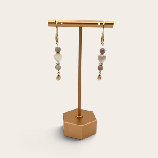 18k Gold-Filled Tourmaline & Mother of Pearl Dangle Earrings