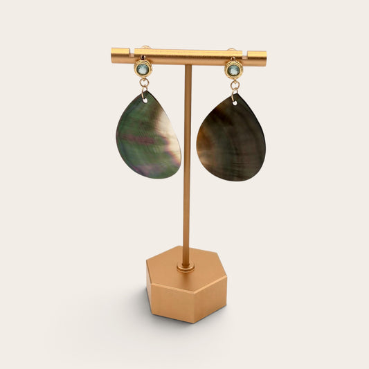 18k Gold-Filled Abalone Shell & Cubic Zirconia Statement Earrings