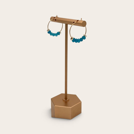 18k Gold-Filled & Blue Apatite Gemstone Hoop Earrings